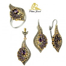 Gümüş Otantik Taşlı Set